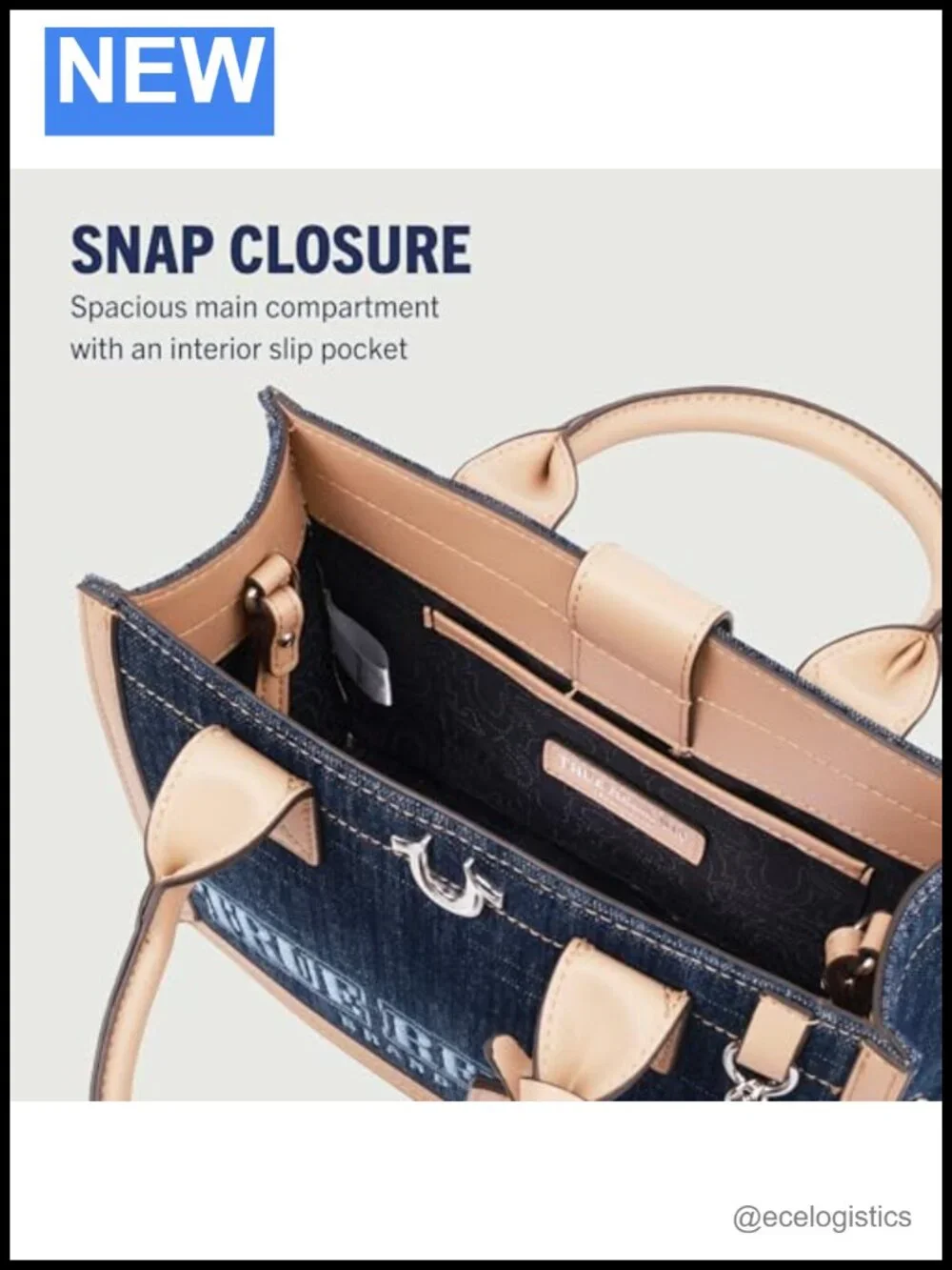 Structured Denim Tote Bag with Detachable Shoulder Strap